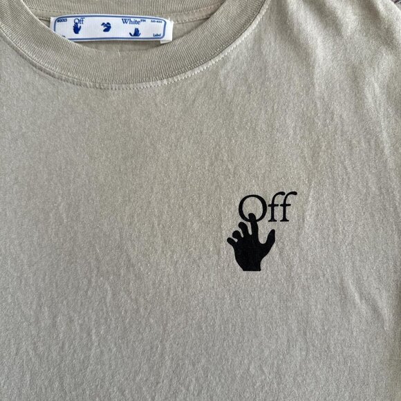 Off-White Men's Cream and Tan T-shirt - Picture 2 of 4